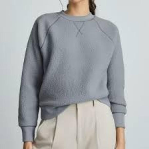 Everlane Sweatshirt Womens Small Blue The Sherpa Teddy Fuzzy Fleece Renew Crew - Picture 1 of 11